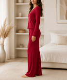 Ladies Red Bow Detail Long Sleeve Pyjama Set - StylePhase SA