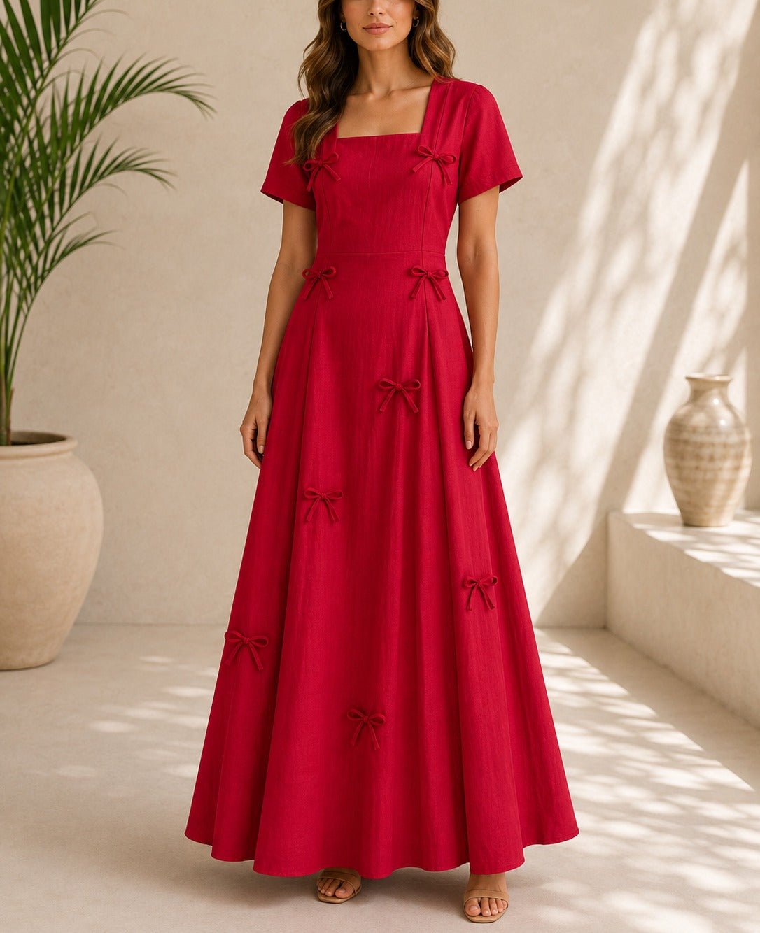 Ladies Red Bow Pocket Dress- New Feeling - StylePhase SA
