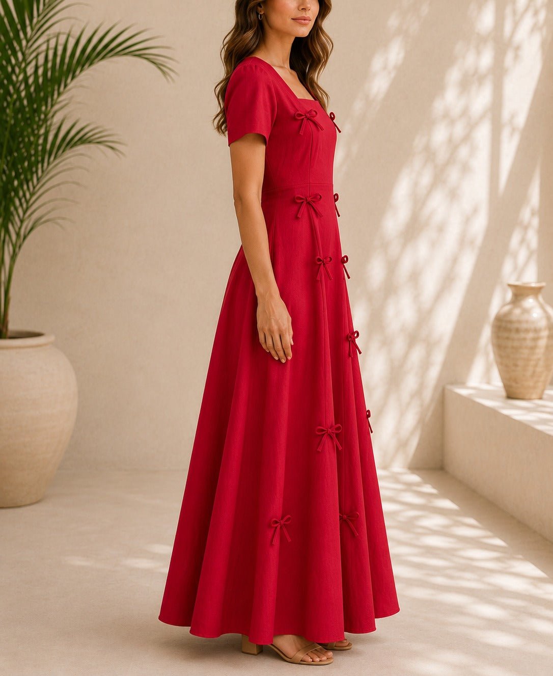 Ladies Red Bow Pocket Dress- New Feeling - StylePhase SA