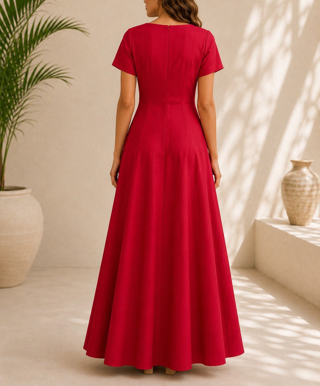 Ladies Red Bow Pocket Dress- New Feeling - StylePhase SA