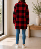 Ladies Red Check Pattern Plush Top - StylePhase SA