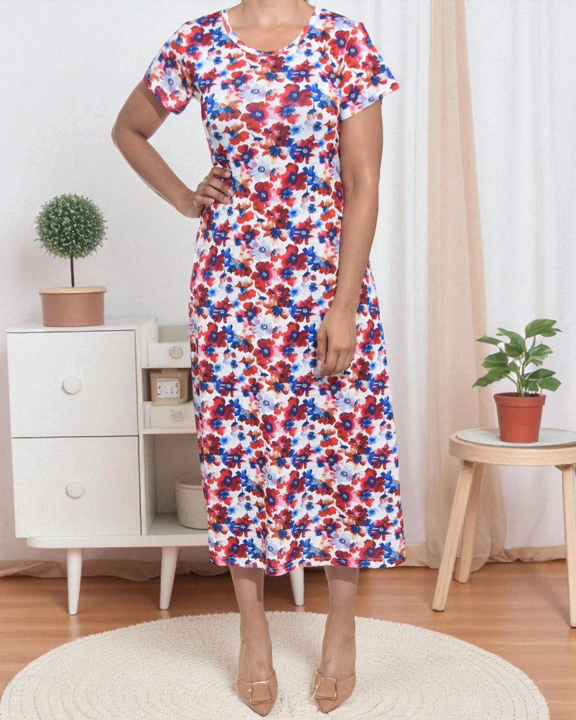 Ladies Red Floral A Line Midi Dress - StylePhase SA
