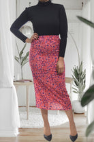 Ladies Red Floral Ruched Skirt - StylePhase SA