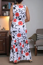Ladies Red Floral Ruffel Dress - StylePhase SA