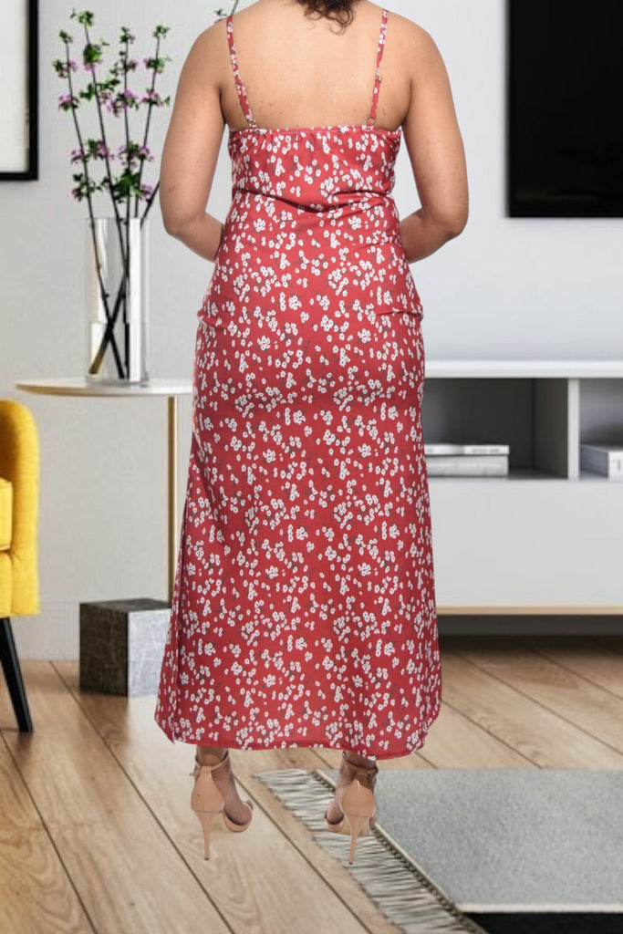 Ladies Red Floral Tie Front Dress - StylePhase SA