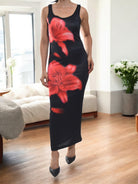Ladies Red Flower Bodycon Dress - StylePhase SA