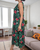 Ladies Red Flower Midi Sleeveless Dress - StylePhase SA