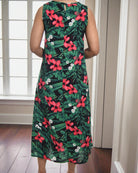 Ladies Red Flower Midi Sleeveless Dress - StylePhase SA