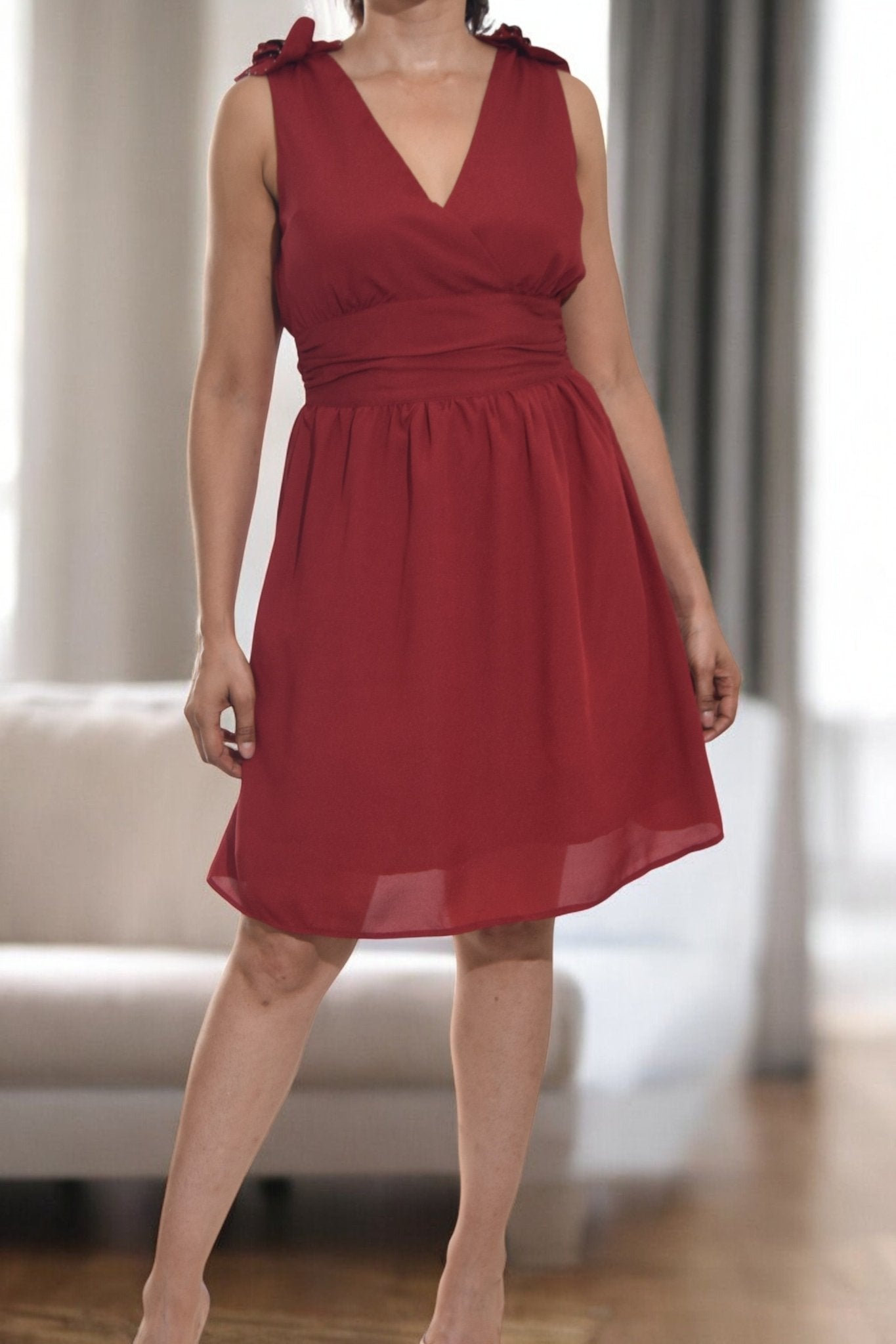 Ladies Red Flower X Over Dress - StylePhase SA
