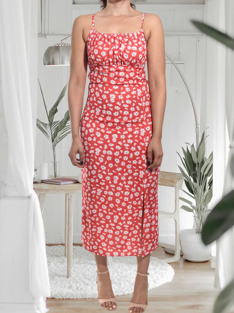 Ladies Red Flower Zip Dress - StylePhase SA
