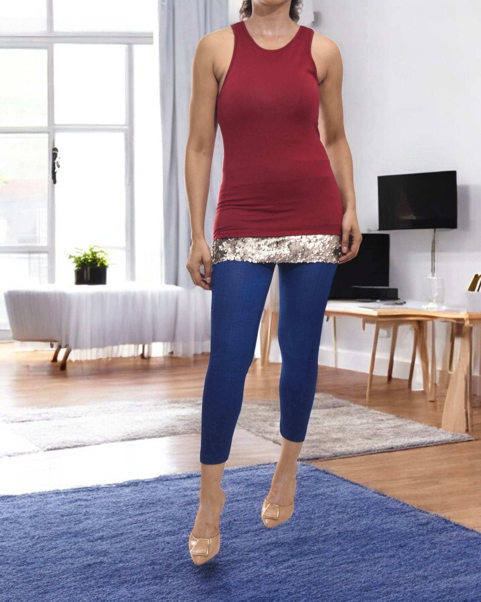 Ladies Red & Gold Longer Length Vest - StylePhase SA