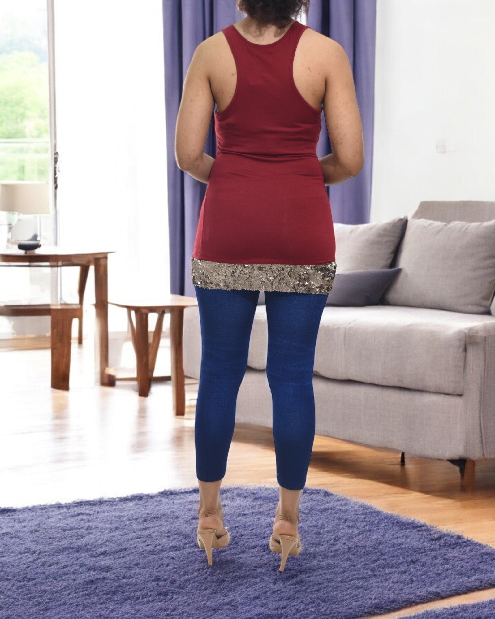 Ladies Red & Gold Longer Length Vest - StylePhase SA