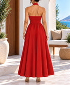 Ladies Red Halter Neck Maxi Dress - StylePhase SA