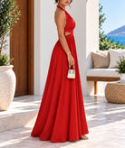 Ladies Red Halter Neck Maxi Dress - StylePhase SA