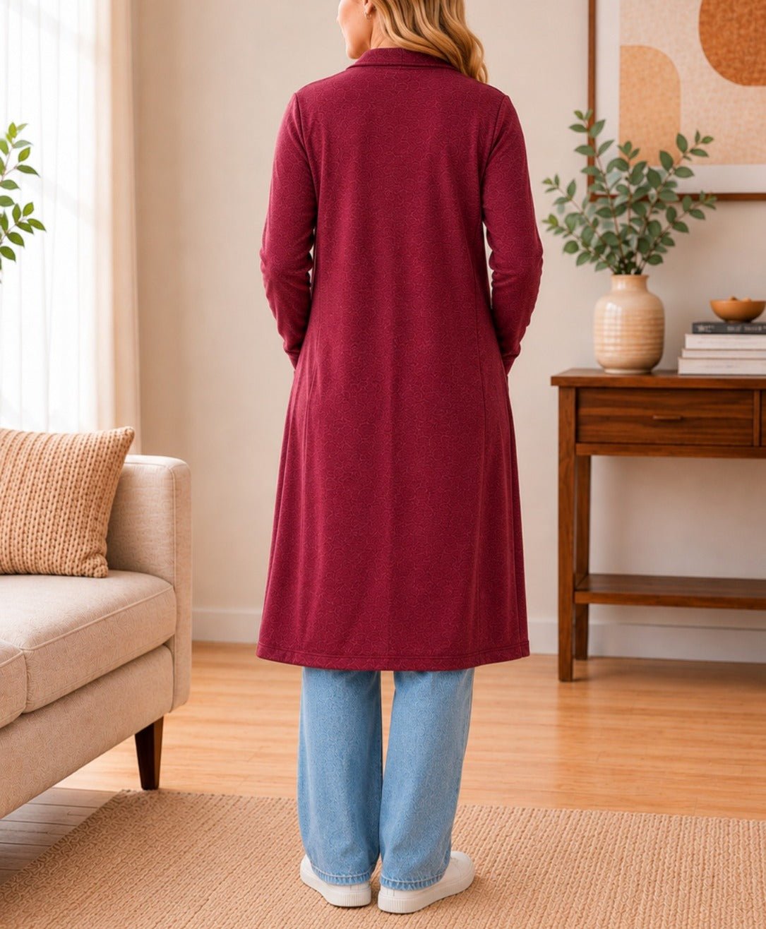 Ladies Red Knit Pocket Gilet - StylePhase SA