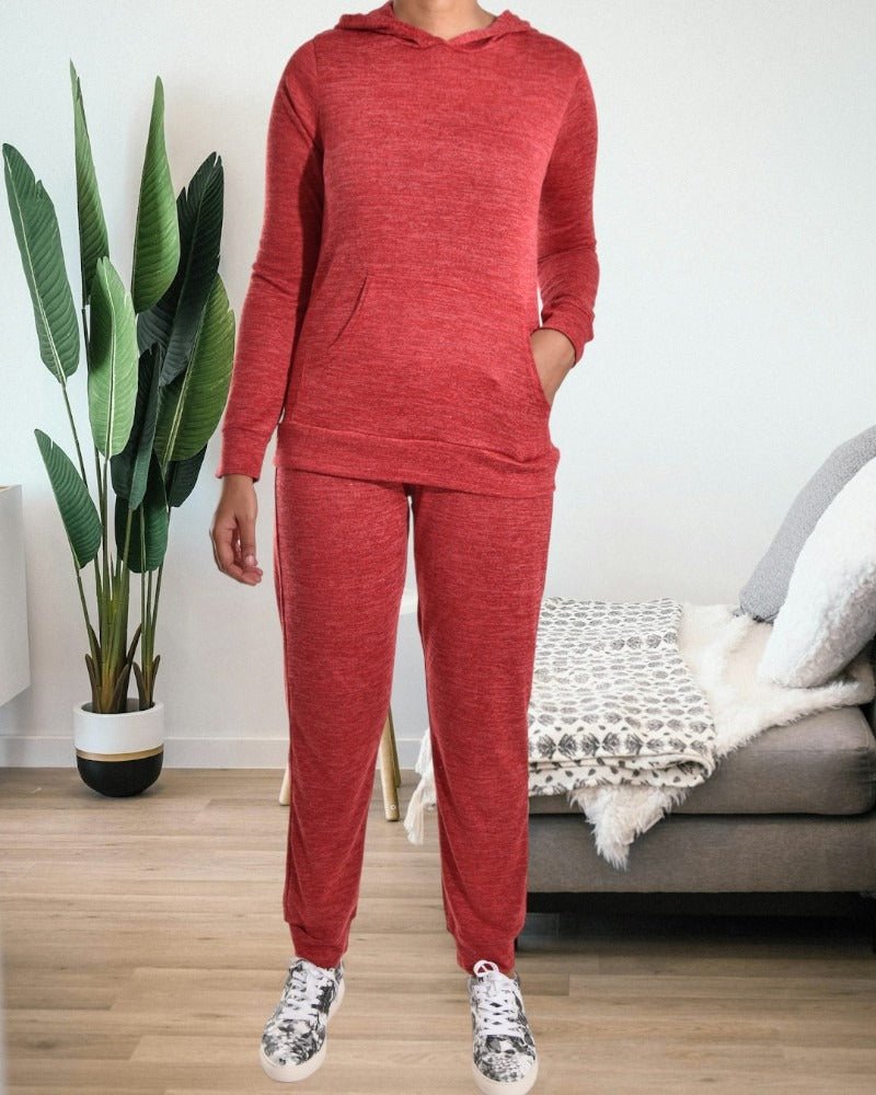 Ladies Red Knit Tracksuit Set - StylePhase SA
