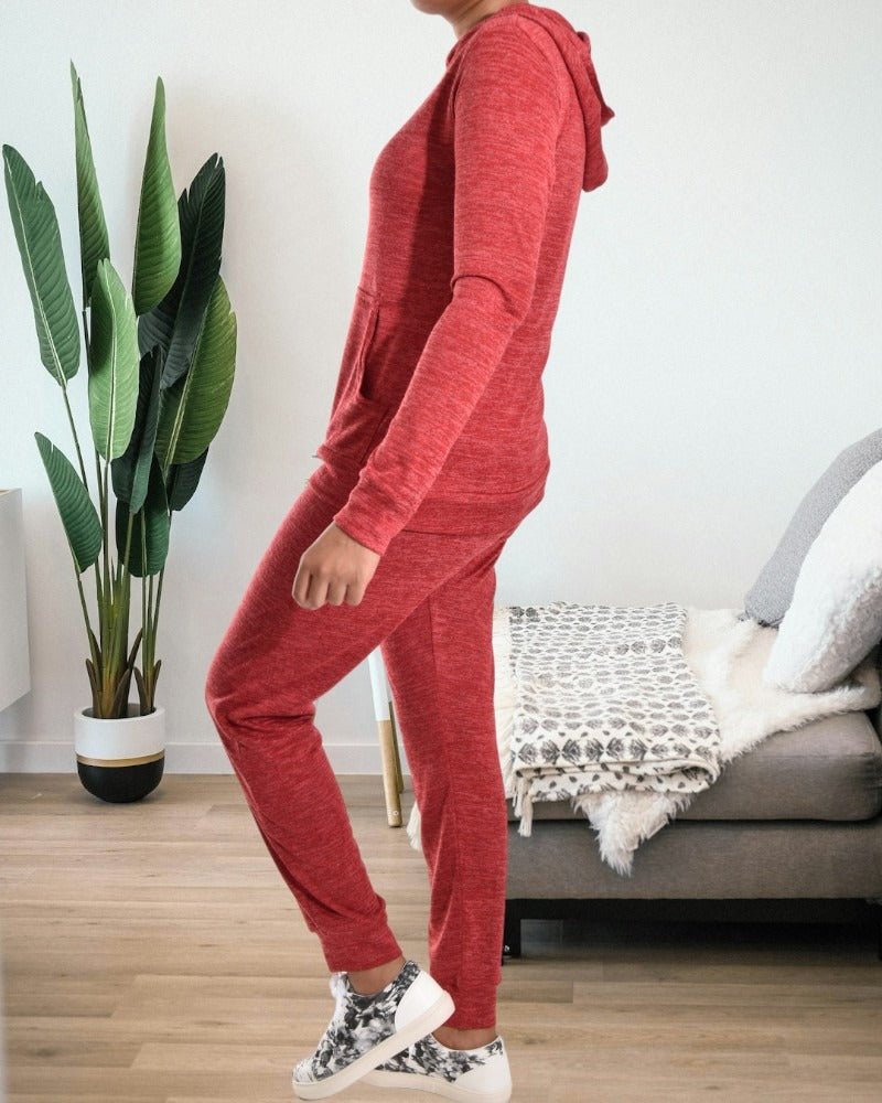 Ladies Red Knit Tracksuit Set - StylePhase SA
