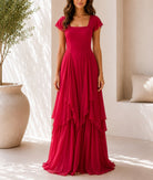 Ladies Red Layered Maxi Dress - StylePhase SA