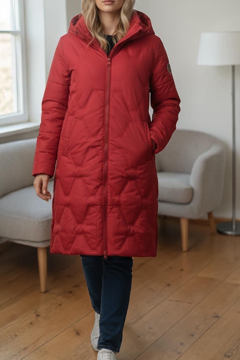 Ladies Red Long Puffer Jacket - StylePhase SA