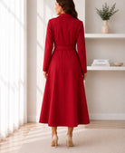 Ladies Red Long Sleeve Belt Dress-New Feeling - StylePhase SA