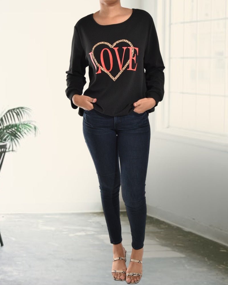 Ladies Red Love Print Sweater - StylePhase SA