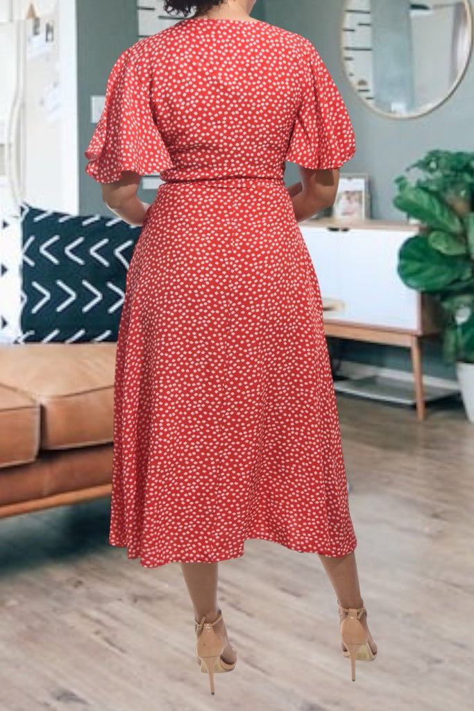 Ladies Red Mini Flower Wrap Dress - StylePhase SA