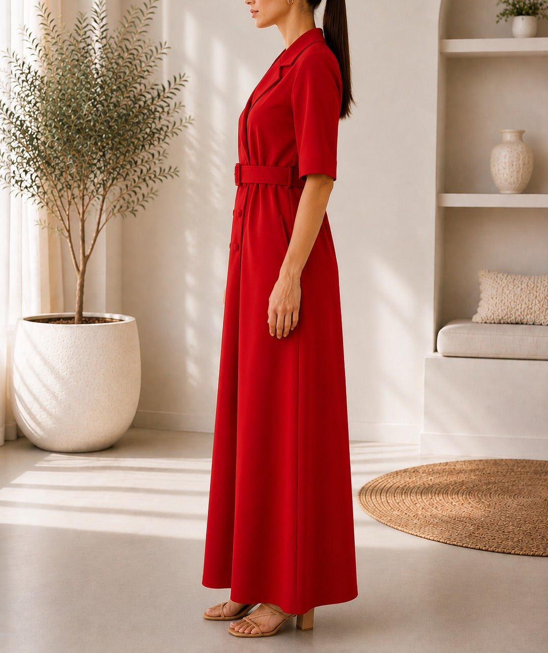 Ladies Red New Feeling Double Breast Dress - StylePhase SA