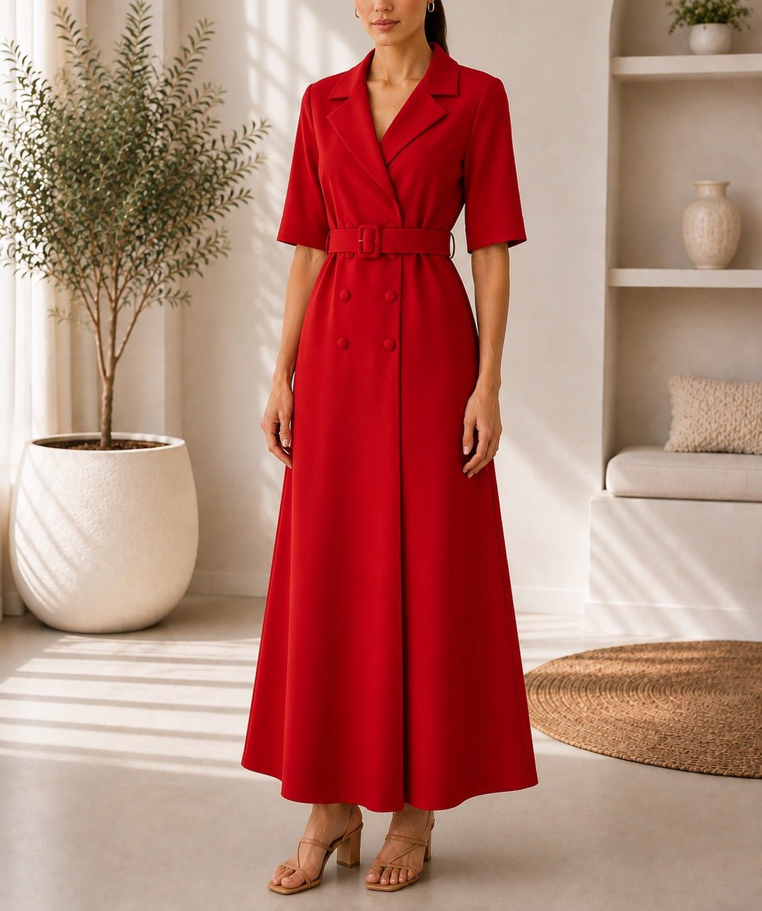 Ladies Red New Feeling Double Breast Dress - StylePhase SA