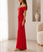 Ladies Red New Feeling Embellished Off Shoulder Maxi Dress - StylePhase SA