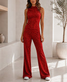 Ladies Red New Feeling Rhinestone Two-Piece Set - StylePhase SA
