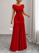 Ladies Red Off Sleeve Maxi Dress - StylePhase SA