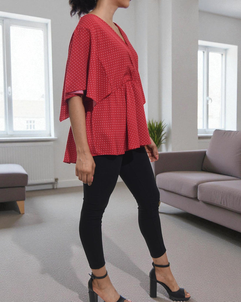 Ladies Red Peplum Top - StylePhase SA