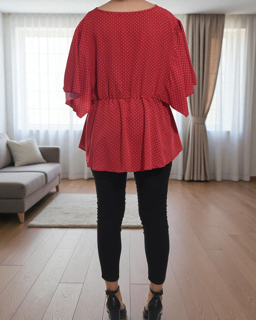 Ladies Red Peplum Top - StylePhase SA