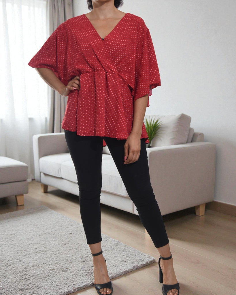 Ladies Red Peplum Top - StylePhase SA