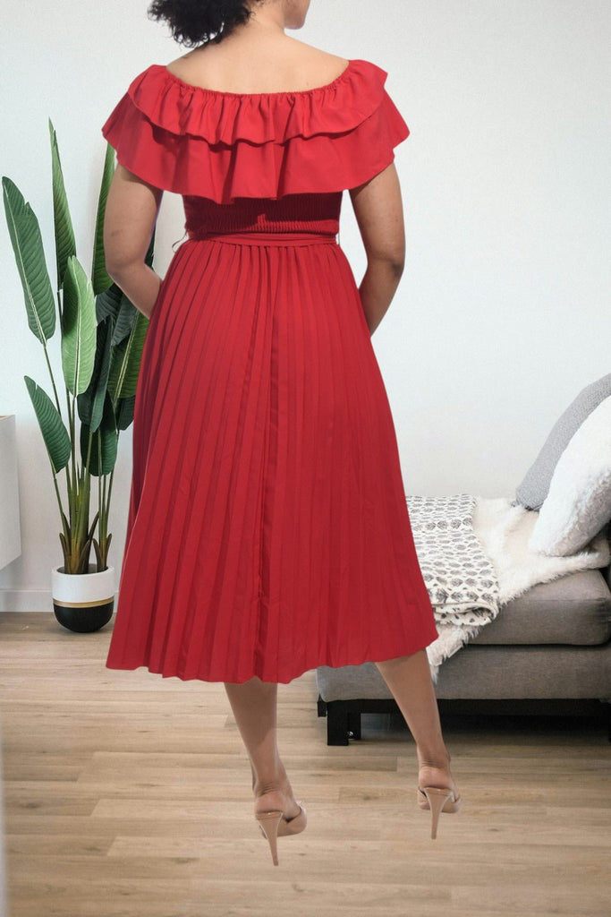 Ladies Red Pleated Dress - StylePhase SA
