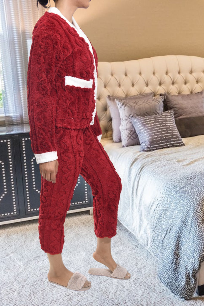 Ladies Red Plush 3/4 Pj Set - StylePhase SA