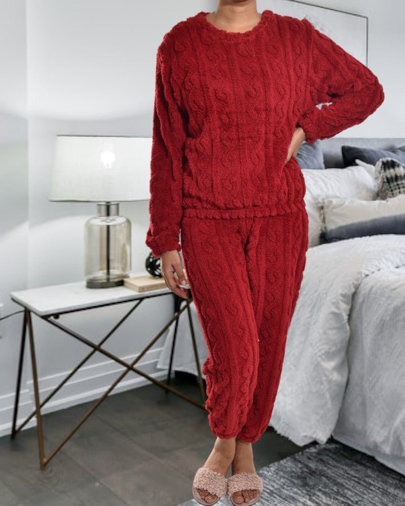 Ladies Red Plush Pyjama Set - StylePhase SA