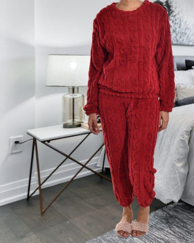 Ladies Red Plush Pyjama Set - StylePhase SA