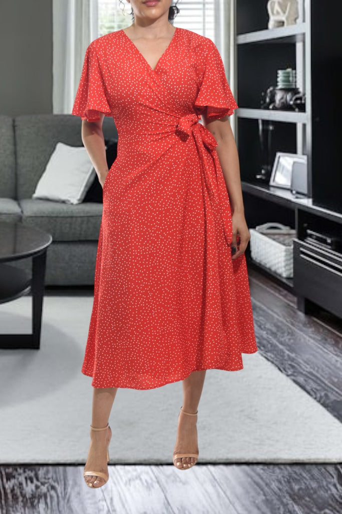 Ladies Red Polka Dot Wrap Dress - StylePhase SA