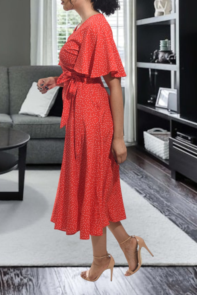 Ladies Red Polka Dot Wrap Dress - StylePhase SA
