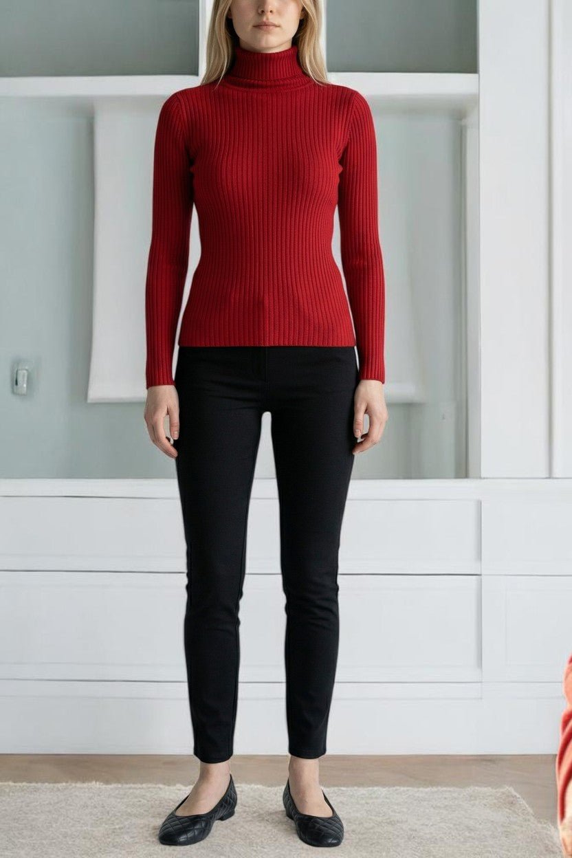 Ladies Red Polo Neck Jersey Top - StylePhase SA