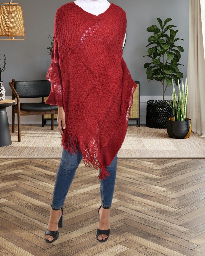 Ladies Red Poncho - StylePhase SA