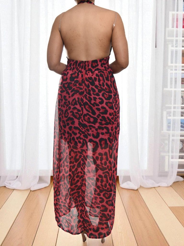 Ladies Red Printed Backless Dress - StylePhase SA