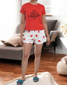 Ladies Red Printed Pj Set - You warm My Heart - StylePhase SA