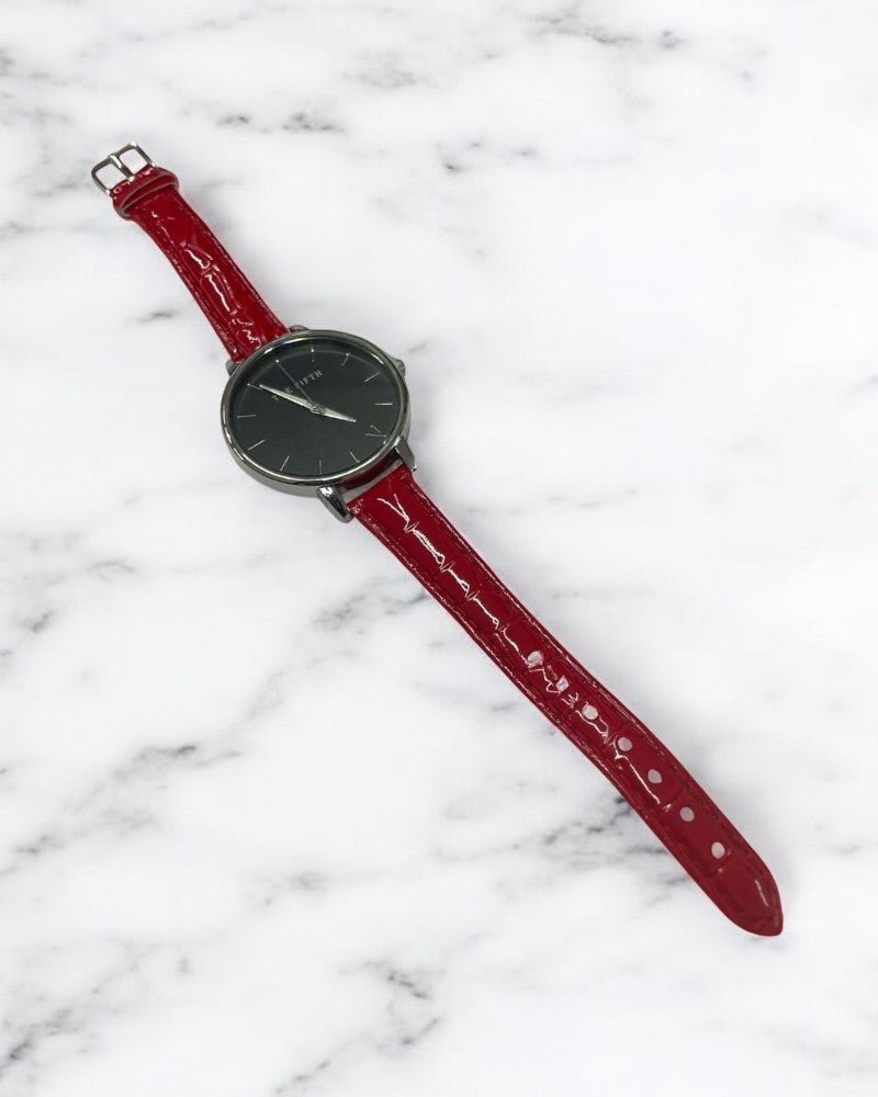 Ladies Red Round Face Strap Watch - StylePhase SA