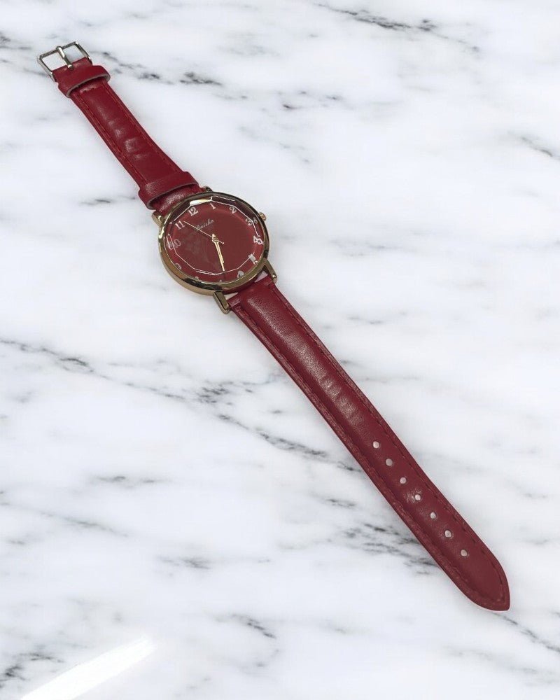 Ladies Red Round Strap Watch - StylePhase SA