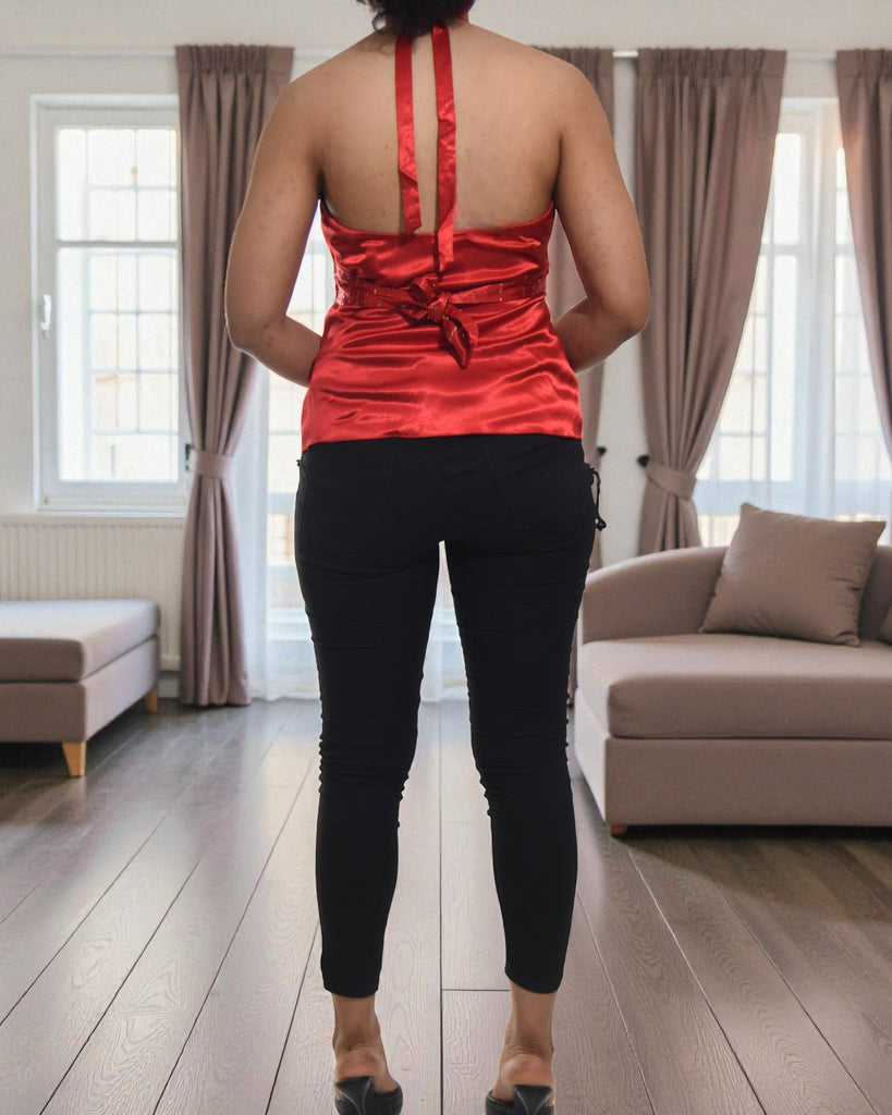 Ladies Red Satin Halter Neck Top - StylePhase SA