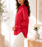 Ladies Red Satin Shirt-New Feeling - StylePhase SA