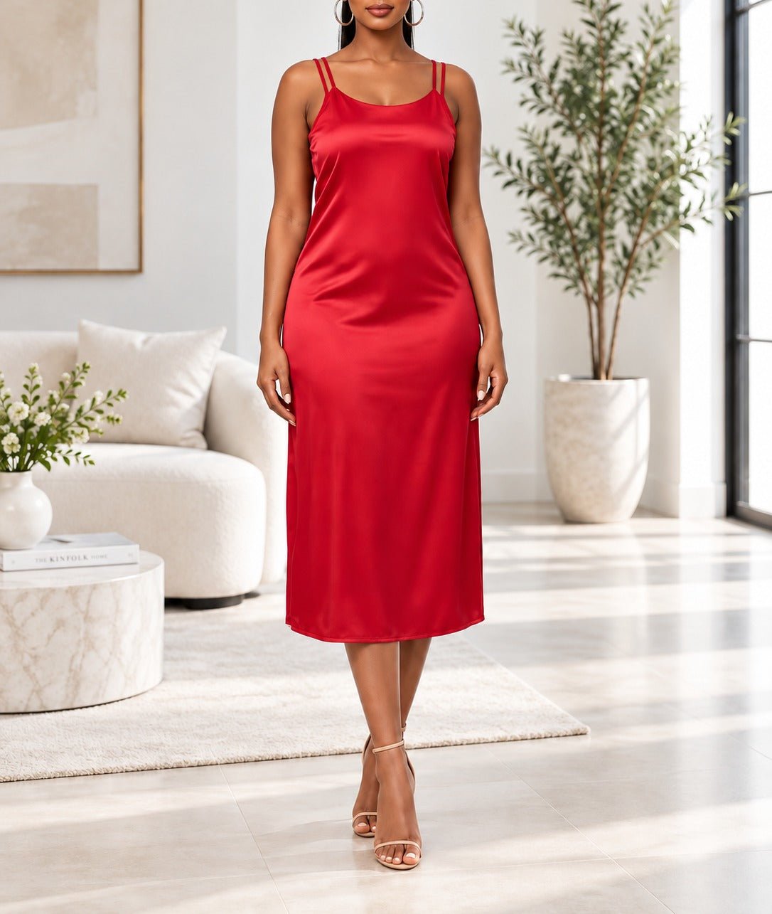 Ladies Red Satin Slip Dress - StylePhase SA