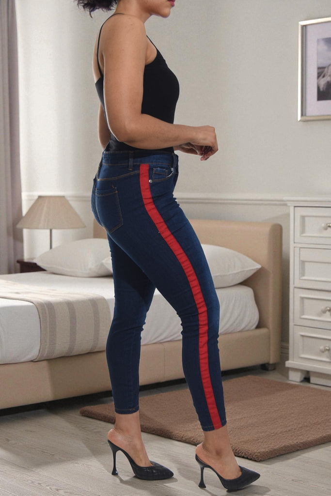 Ladies Red Side Stripe Jeans - StylePhase SA